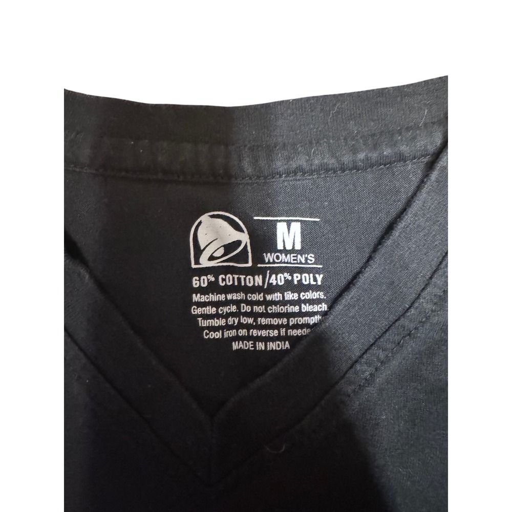 Taco Bell T Shirt Women's Medium Black V Neck Colorful Graphic Tee - Picture 2 of 4
